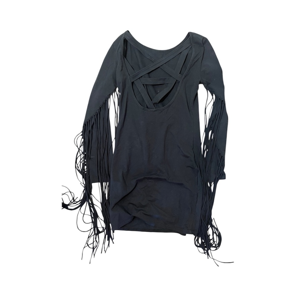 Killstar Sister Salem Black Pentagram Fringe Mini Dress XL - Picture 5 of 6